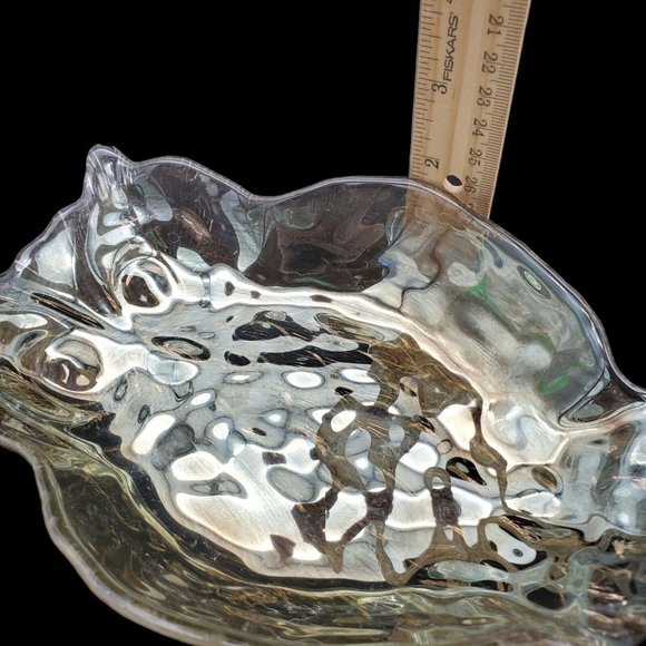 Vtg Iridescent Bronze Opalescent Owl Shaped Glass Dish Trinket Serving Bowl 8" M - Picture 4 of 7